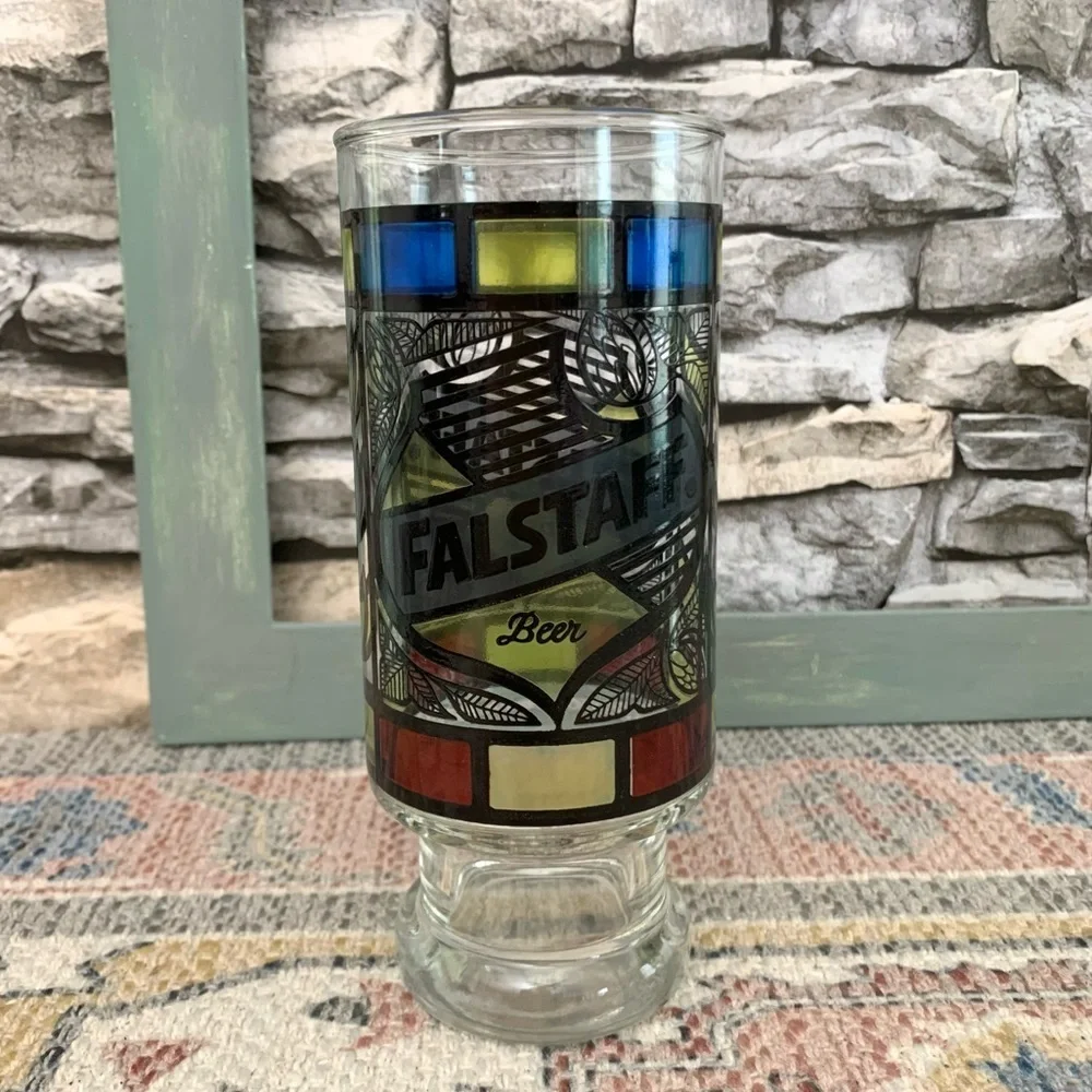 6 Anchor Hocking Beer Glasses Pabst BlackLabel Miller Schaefer Falstaff Schlitz